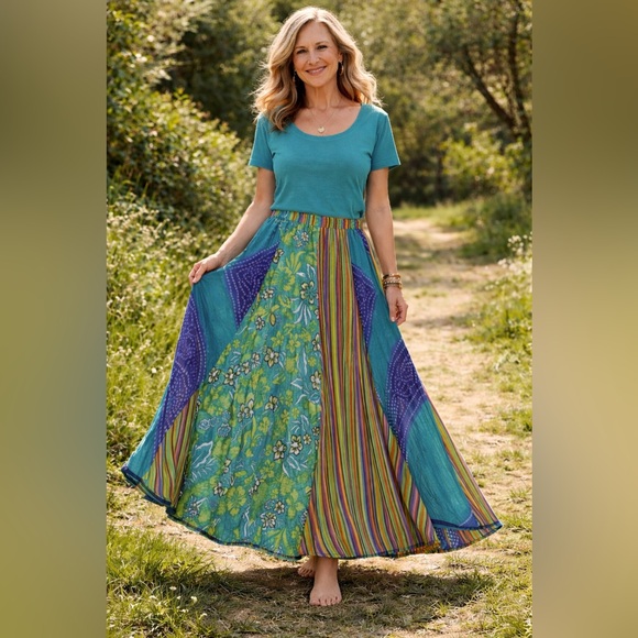 Soft Surroundings Dresses & Skirts - SOFT SURROUNDINGS Bohemian Flowy Colorful Maxi Skirt size L Womens